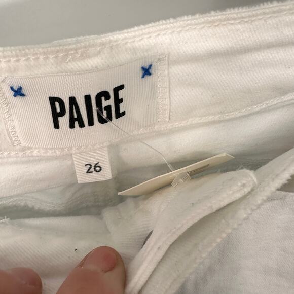 PAIGE DENIM NWT Claudine Live in Kick Flare Denim Jean Crisp White // 26 - Picture 9 of 14